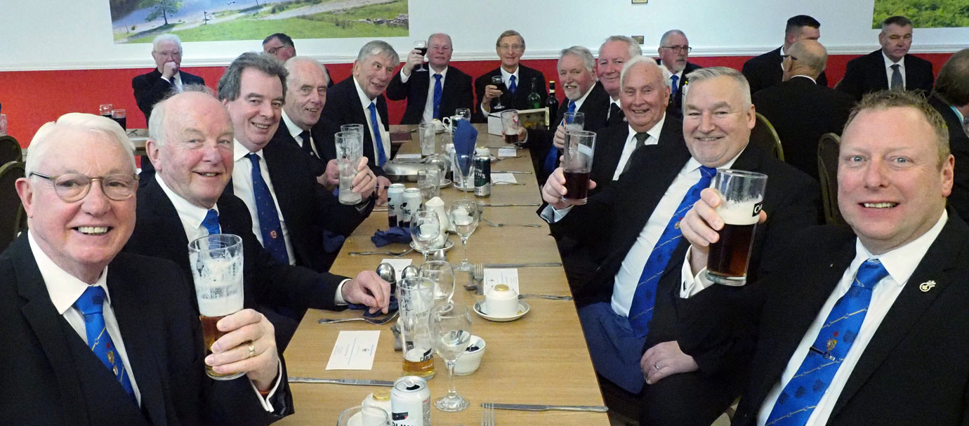 Members of Wyre Lodge enjoying the festive board at Lodge of Triumph No 1061.