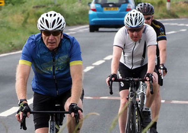 Simon Walker (left) leads the way with Bob Avery and Paul Breedon in hot pursuit.