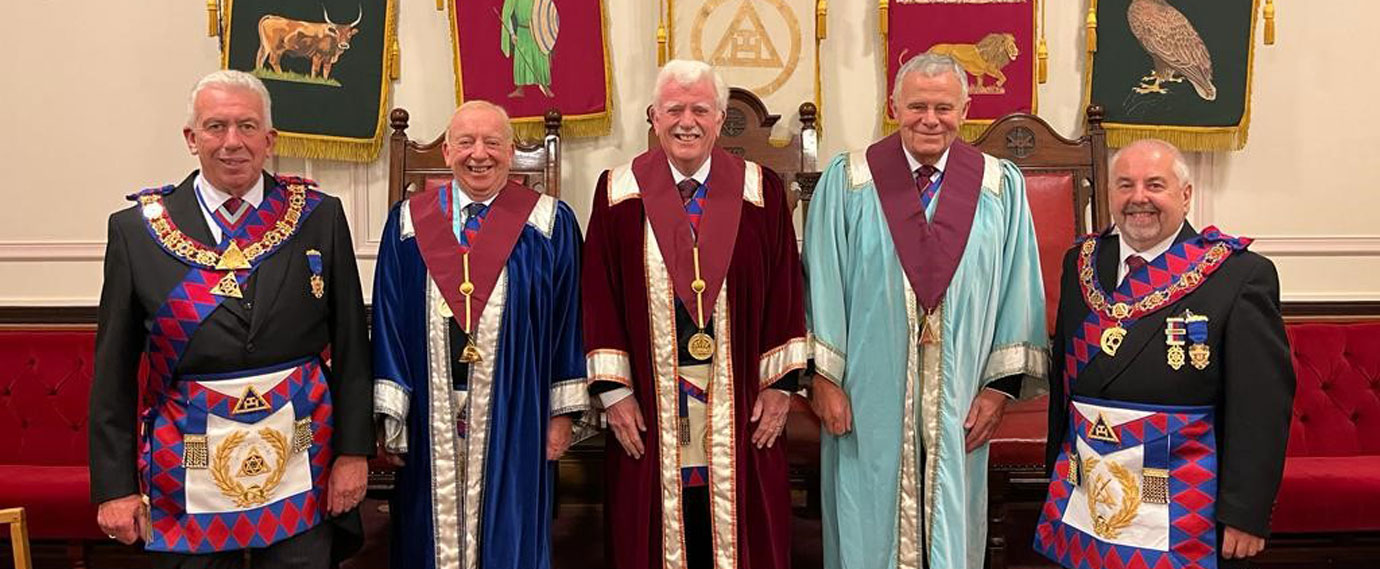 Pictured from left to right, are:  Mark Mathews, Phil Powell, Geoff Jackson, Colin Jenkins and Chris Butterfield before the ceremony