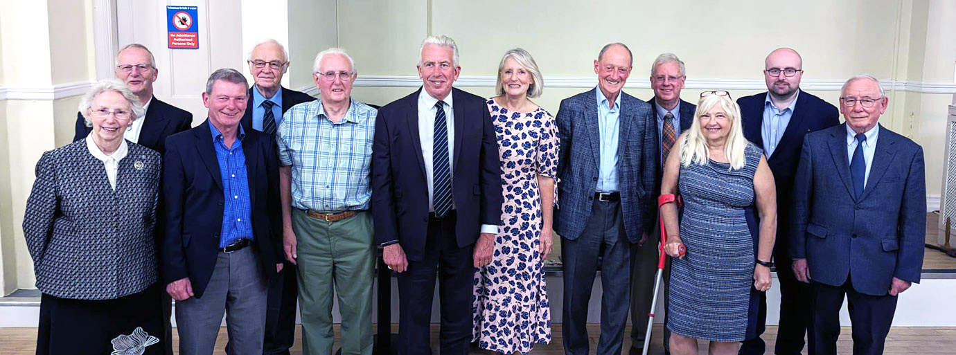 Mark Matthews and Debbie (centre) with the trustees of Warrington Masonic Hall and Friends of the Museum.