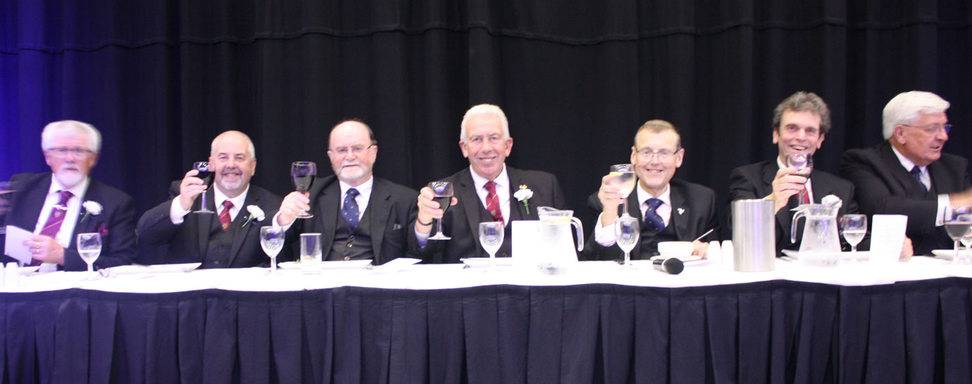 Mark Matthews (centre) with his senior officers and distinguished guests at the banquet.