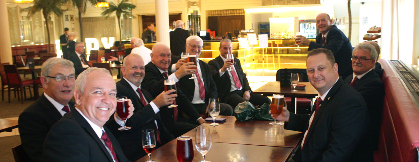 Time to relax. Some of the hard-working stewards from the Furness and South Lakeland Group enjoy a liquid refreshment at the end of their toils.
