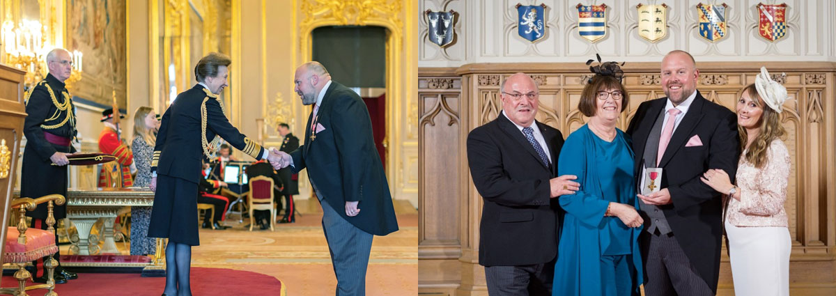 Pictured left: A quick conversation and handshake farewell. Pictured right from left to right, are: Derek Upton, Janice Upton, Chris Upton and Lucy Upton.