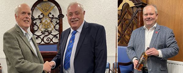 Pictured left: Dr Robert Lomas is congratulated on an excellent presentation by Derek Robinson. Pictured right: Winner of the evenings raffle, Dr Shaun Bilsborough. Pictured left: Dr Robert Lomas is congratulated on an excellent presentation by Derek Robinson. Pictured right: Winner of the evenings raffle, Dr Shaun Bilsborough.