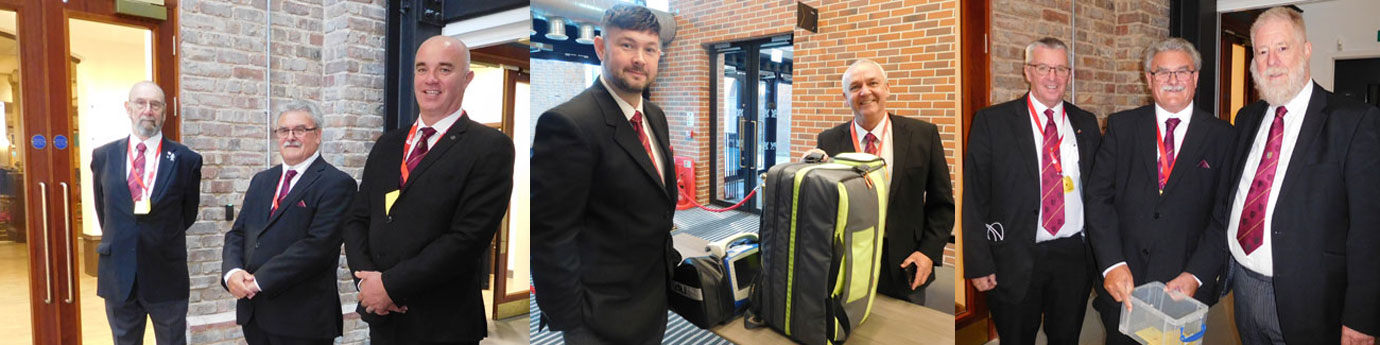Pictured left from left to right, are: Terry Ridal, Mike Jenkins and Steve Ellershaw on duty outside the Empress Ballroom. Pictured centre: Graham Benson (right) checks in the first aid kit with companion Paul Wharton-Hardman. Pictured right: Glenn Hudson. Mike Jenkins and Alastair Davidson collecting WLFC envelopes prior to the ceremonial Pictured left from left to right, are: Terry Ridal, Mike Jenkins and Steve Ellershaw on duty outside the Empress Ballroom. Pictured centre: Graham Benson (right) checks in the first aid kit with companion Paul Wharton-Hardman. Pictured right: Glenn Hudson. Mike Jenkins and Alastair Davidson collecting WLFC envelopes prior to the ceremonial