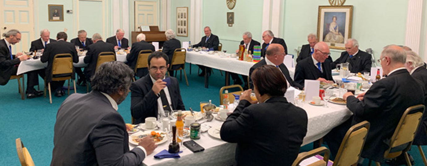 Assembled brethren at the festive board. Assembled brethren at the festive board.