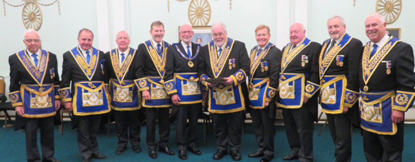 Roy Pyne with grand officers. Roy Pyne with grand officers.