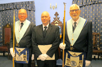 Senior deacon Eric Shepherd, Neil Wycherley and junior deacon Peter Knightley. Senior deacon Eric Shepherd, Neil Wycherley and junior deacon Peter Knightley.