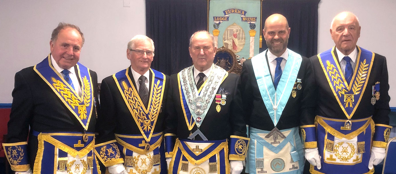 Pictured from left to right, are: Graham Chambers, Les Moore, Don Fraser, David Lyon and Stephen Kayne.