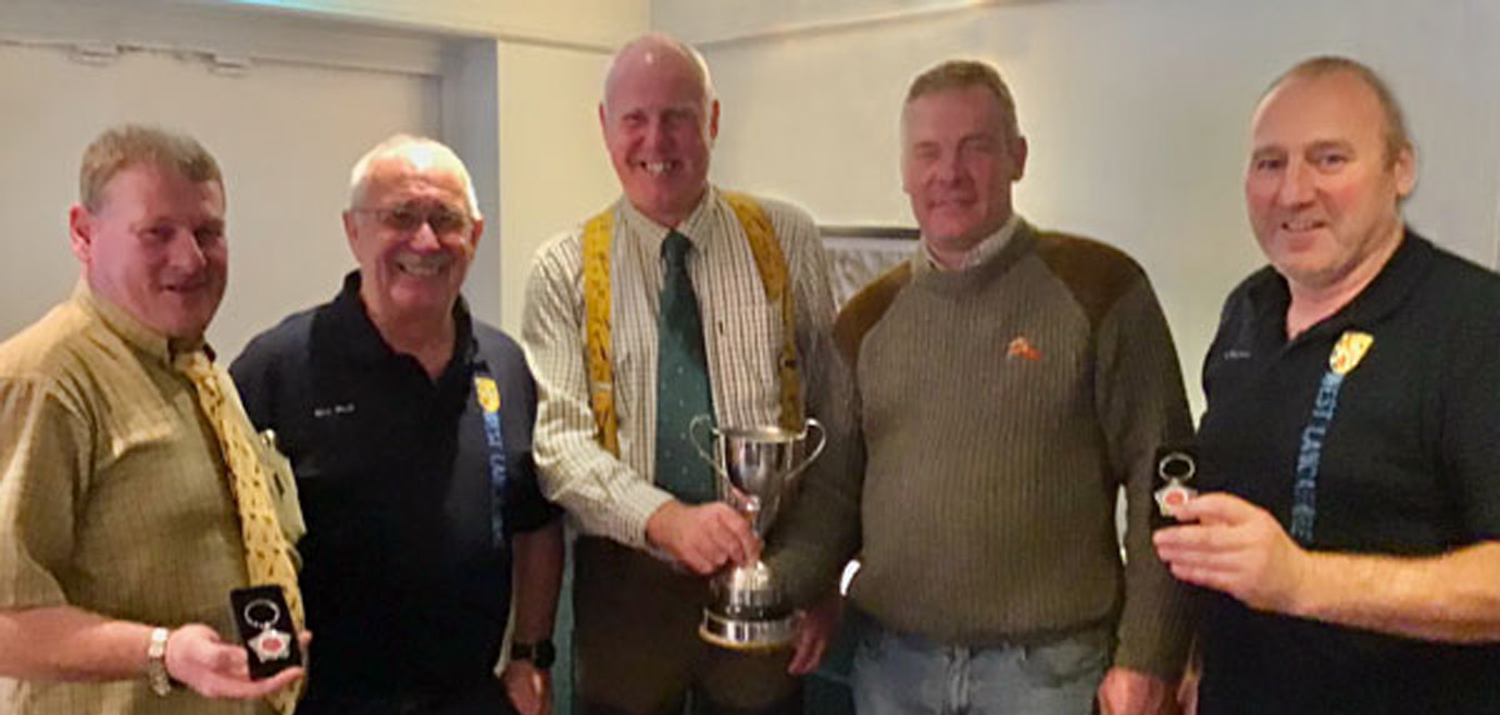 Winners of the Inter-Provincial Shoot team receiving the trophy, pictured from left to right, are: Richard Dennison, Mick Woods, Ian Heyes, Jason Rhodes and Andy McClements.