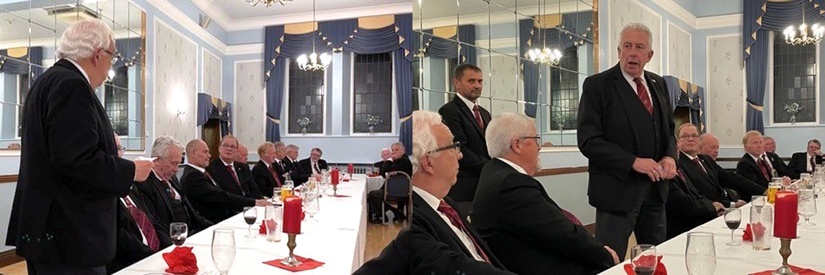 Pictured left: Malcolm Alexander proposes the toast to Mark. Pictured right: Mark responds to the toast to his health. Pictured left: Malcolm Alexander proposes the toast to Mark. Pictured right: Mark responds to the toast to his health.