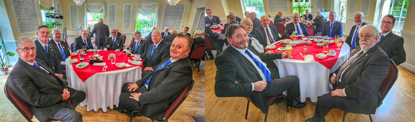 Brethren enjoying a splendid buffet lunch. Brethren enjoying a splendid buffet lunch.