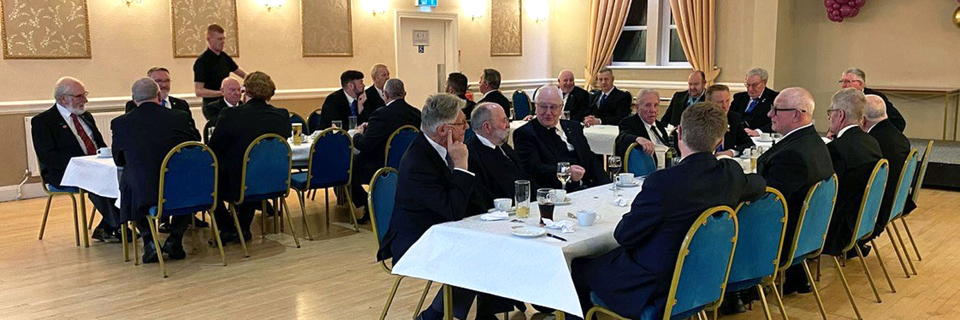 Brethren enjoying a fantastic festive board at Chorley Masonic Hall.