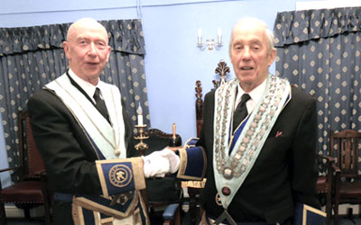 David Keay (left) thanked by the new WM Danny Crichton David Keay (left) thanked by the new WM Danny Crichton