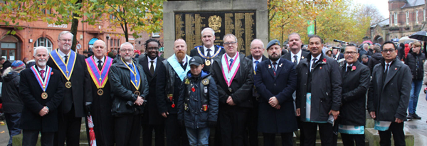 Freemasons at St Helens Cenotaph.