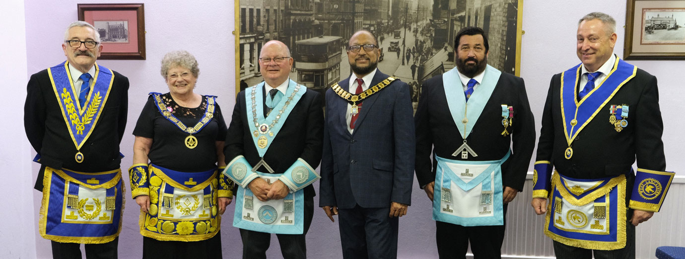 Pictured from left to right, are:  John Rimmer, Angela Seed, Cliff Jones, Councillor Yakub Patel, Tim Horton and David Parker.