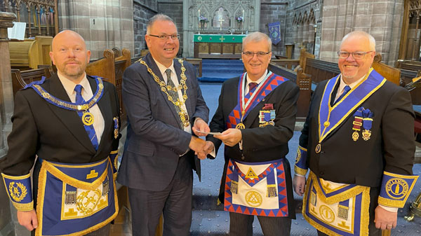 Pictured from left to right, are: Malcolm Bell, Mayor Kevin Anderson, John Selley and Ian Green. Pictured from left to right, are: Malcolm Bell, Mayor Kevin Anderson, John Selley and Ian Green.