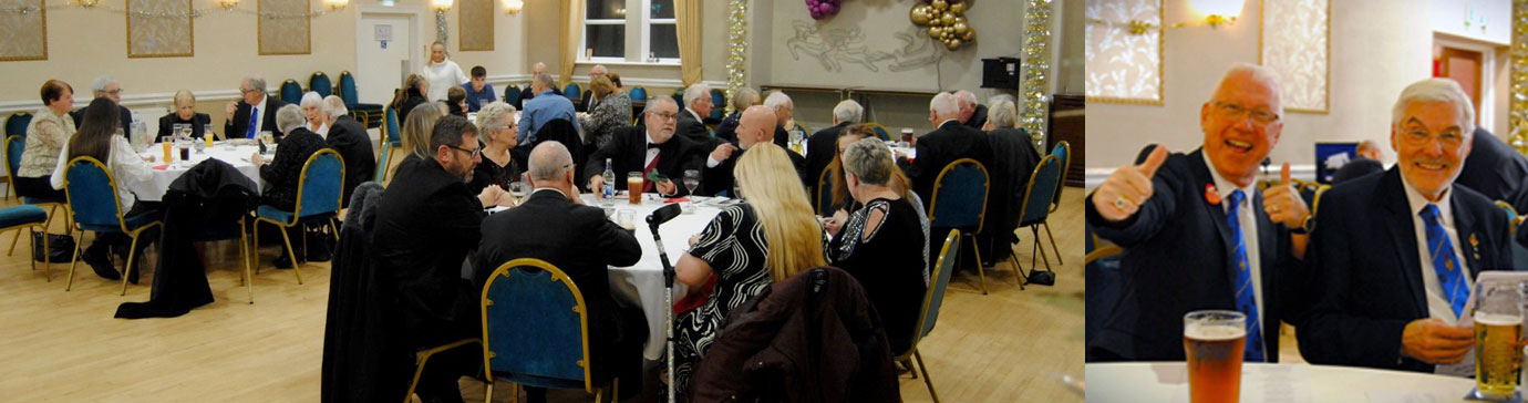 Pictured left: Members of Townley Parker Lodge with their families and guests. Pictured right: Graham Miller (left) and Mike Dalley enjoying the evening.