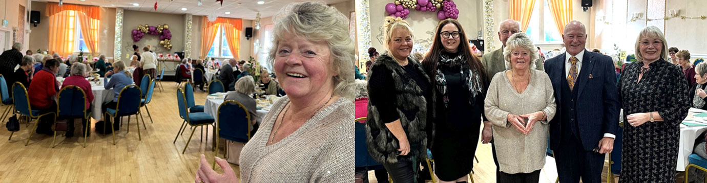Pictured left: Mary Noblet at the first Chorley and Leyland Group Broken Column event. Pictured right from left to right, are: Linda Goth, Susanna Matthews, Harry and May Noblet, Peter and Lesley Allen. 