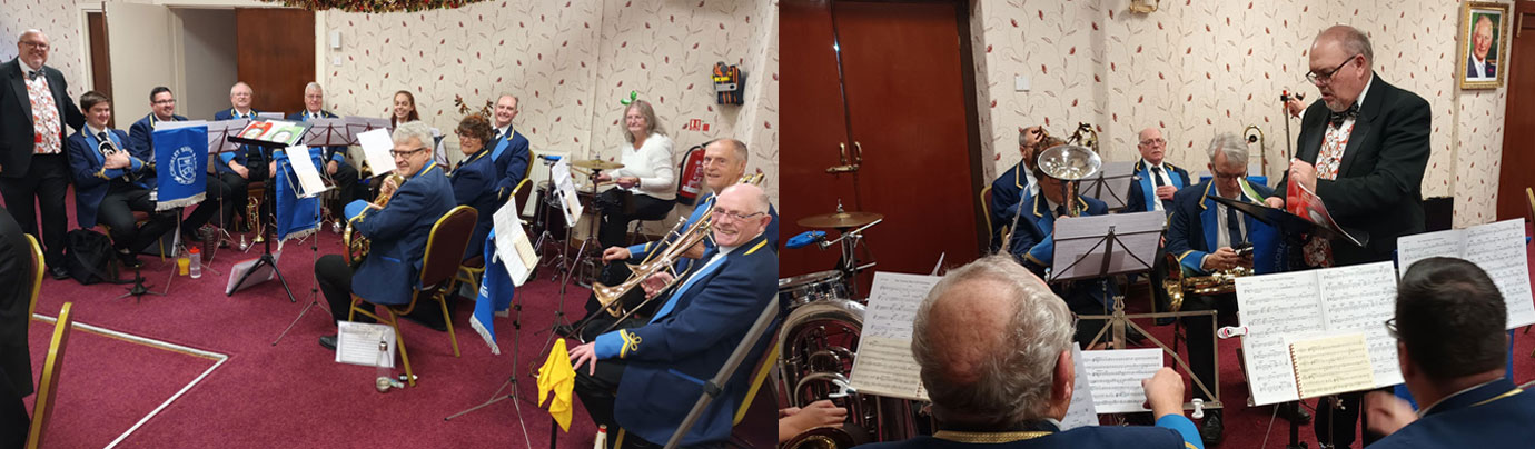 Pictured left: The 12 members of the Chorley Silver Band just before their first set of tunes and melodies. Pictured right: Bandmaster Alistair Greenhalgh planning the next set of carols and songs.