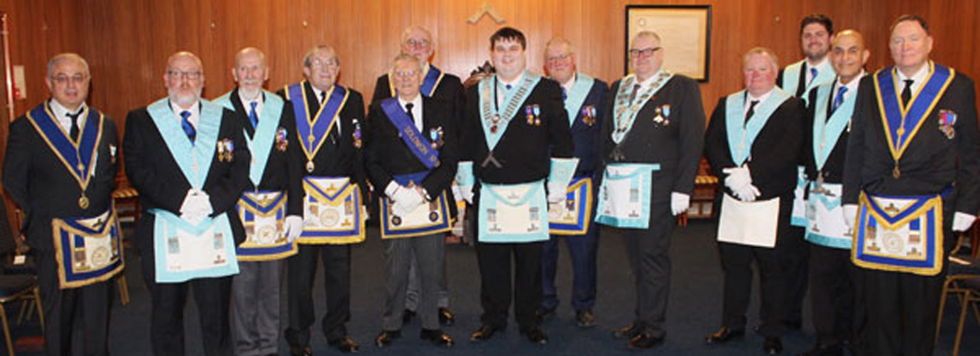 Sam Wood (centre) and members of Barlow Moor Lodge.