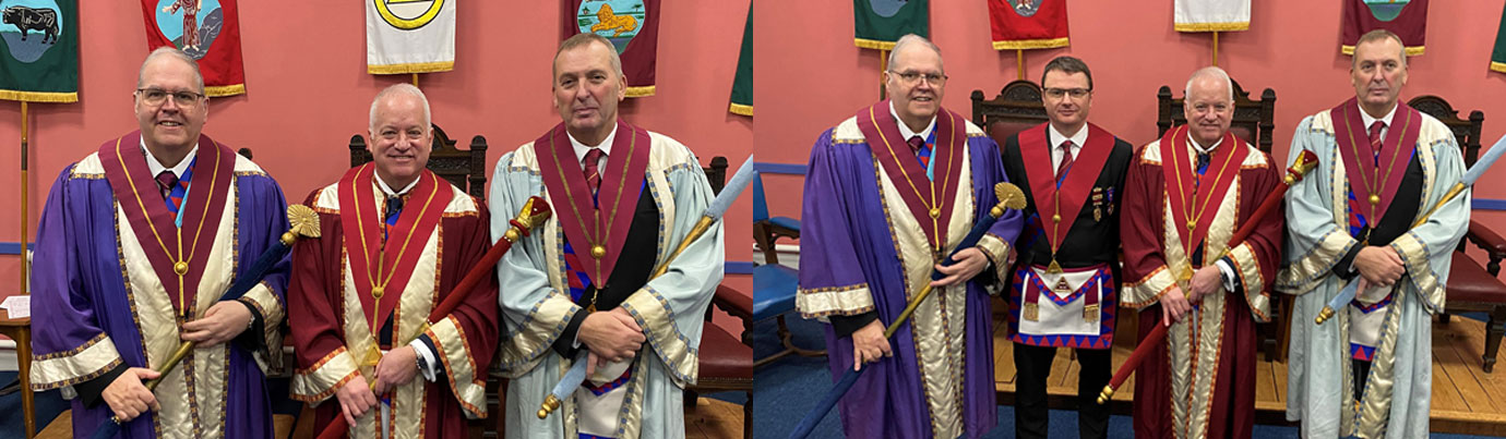 Pictured left from left to right, are the three installed principals: Neil Ward, Andy Ince and David Robinson. Pictured right from left to right, are: Neil Ward, Paul Leaper, Andy Ince and David Robinson.