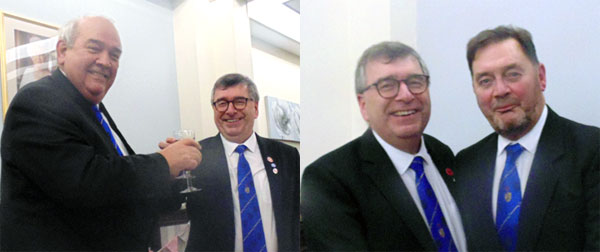 Pictured left: Philip Gunning (left) toasts Paul McLachlan. Pictured right: Paul McLachlan (left)with his DC Greg Pinnington.