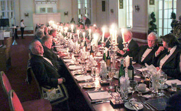 Dining by candlelight, St George’s Lodge of Harmony festive board.