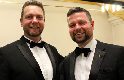 Matt Catlow (left) and Lee Fisher relaxing at the festive board.