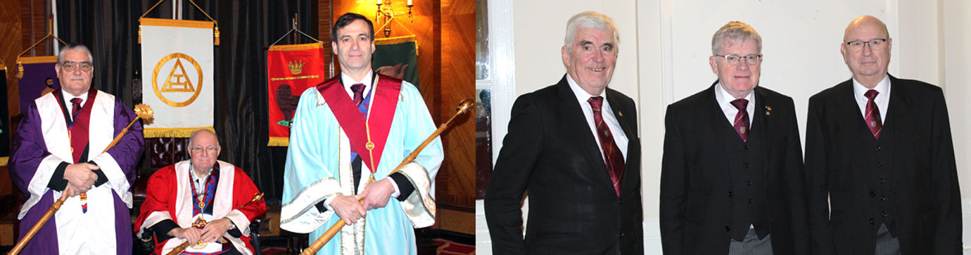Pictured left: The new principals, pictured from left to right, are: Lesley Williams, Peter Green and Chris Farley. Pictured right: Robe address trio, from left to right, are: Paul Snape, Ken Alker and Peter Roberts.