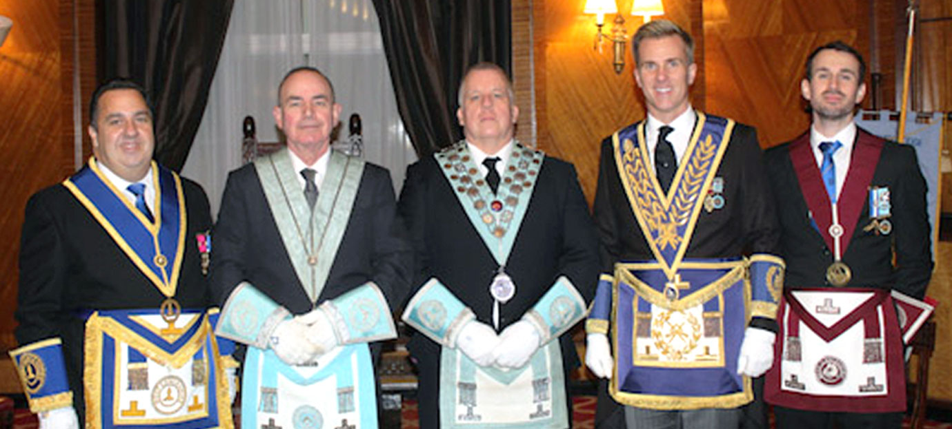 Getting ready for the installation, pictured from left to right, are: Michael Tax, John Conlan, Jon Soutter, Paul Storrar, Liam Buchanan.