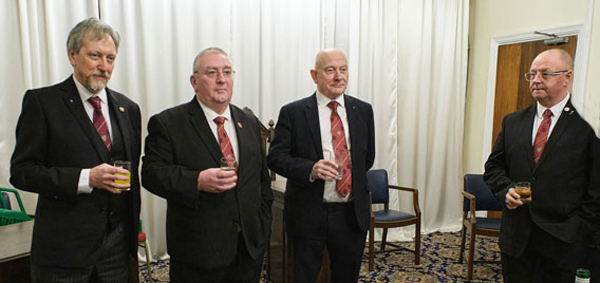 Pictured from left to right, are: David Gordon-Williams, David Eccles, Philip Thompson and John Thompson inspired by what Chris had to say about the chapter. 