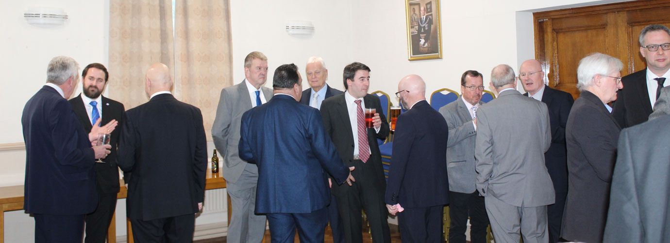 Gathering in the reception area.