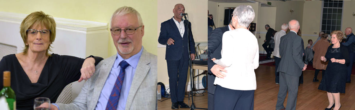 Pictured left: Clive Kinton with his wife Lesley. Pictured centre: Colin Gibson, vocalist and entertainer. Pictured right: Dancing the night away.