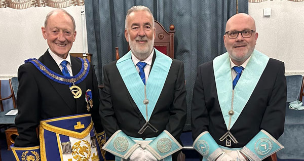 Pictured from left to right, are: Barry Jameson, Stuart Crook and outgoing master Paul Latham.
