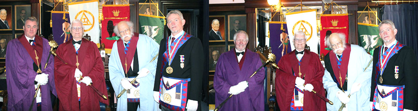 Pictured left from left to right, are: Dale Roberts, Phil Marshall, John Ryan and Ian Stirling. Pictured right from left to right, are: Mark Coleman, Phil Marshall, John Ryan and Ian Stirling.