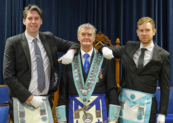 Pictured from left to right, are: Alex Riley, Michael O`Neill (a very proud master appreciating the commitment of Alex and David) and David Banks.