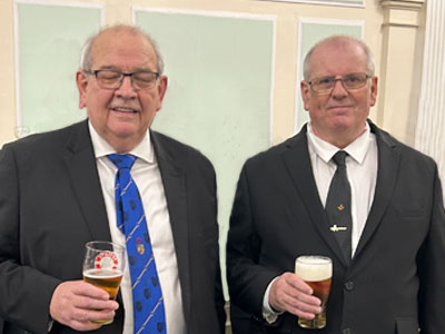 Phil Gunning (left) congratulating Alan Evans.