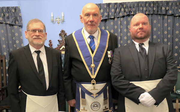 Pictured from left to right, are: Chris Lyon, Andrew Poole (lodge mentor) and Kristopher Hyland.
