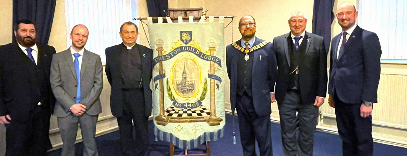 Pictured from left to right, are: Tim Horton, James Arnold (The Harris), Noel Colley, Councillor Yakub Patel, David Parker Snr, Tim Joel (The Harris).