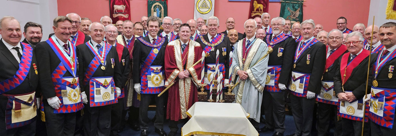 Mark Matthews (centre) with the assembled companions.