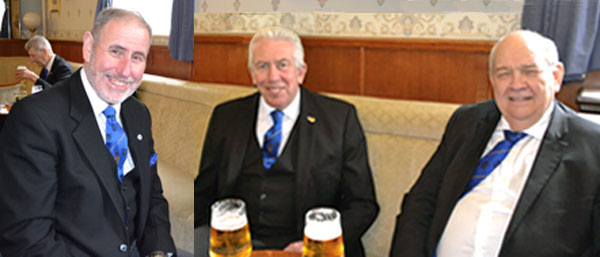 Mark (centre) enjoying a pint or two with Phil Gunning (right) and Frank Umbers.