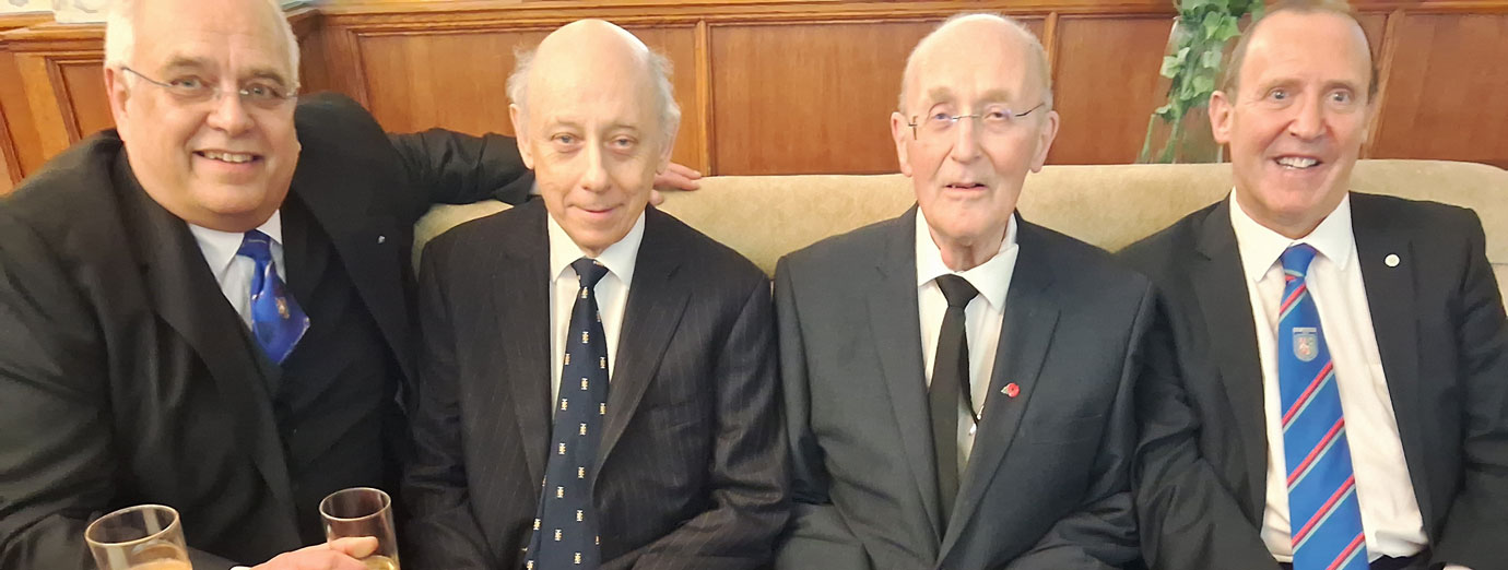 David with his old friends, all of whom are past masters of Shalom Lodge. Pictured from left to right, are: Mike Swift, Michael Graham, David Marcus and Jonny Becker.