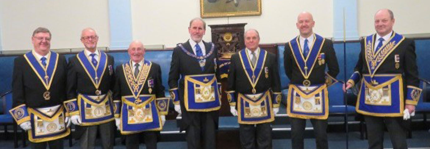 Roger (third right) with grand and Provincial grand officers.