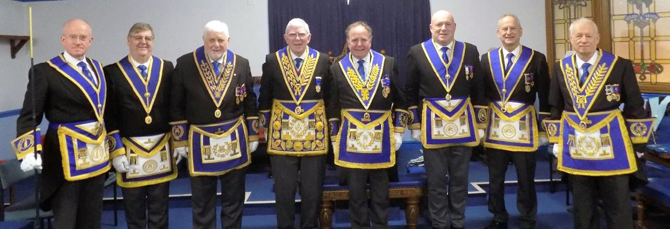 Provincial dignitaries pictured from left to right, are: Peter Littlehales, Lesley Giston, Brian Cunliffe, Tony Harrison, Graham Chambers, Stephen Dunn, Brian Griffiths and Stewart Cranage.