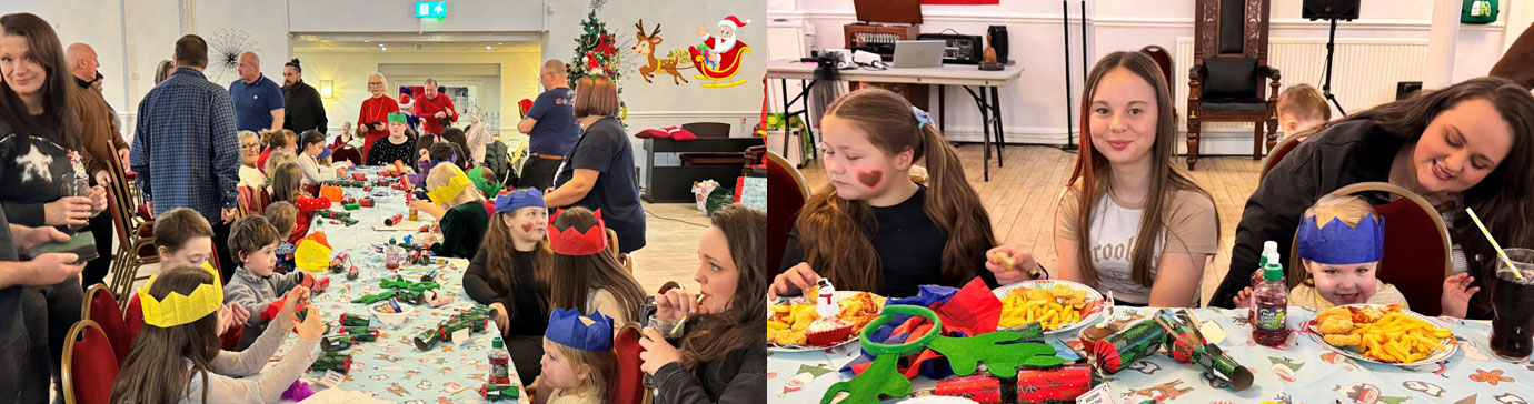 Pictured left Children enjoying the activities. Pictured right: Children tucking in Pictured left Children enjoying the activities. Pictured right: Children tucking in