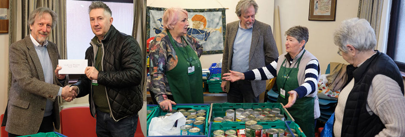 Pictured left: David Gordon-Williams (left) presenting cheque to Warren Dunn. Pictured right: A member of staff expressing to David how appreciative they are for the many donations received. Pictured left: David Gordon-Williams (left) presenting cheque to Warren Dunn. Pictured right: A member of staff expressing to David how appreciative they are for the many donations received.
