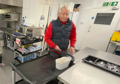 Paul Caddy ready to prepare meals in Wesley’s Café kitchen. Paul Caddy ready to prepare meals in Wesley’s Café kitchen.