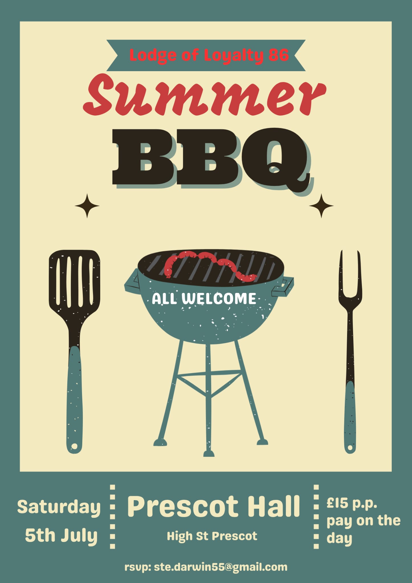 Lodge of loyalty 86 are pleased to announce the the date of the summer BBQ 5th July