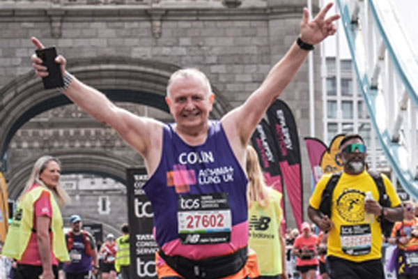 Colin running the marathon. Colin running the marathon.